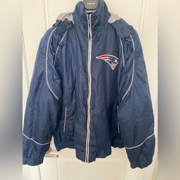 NFL NEW ENGLAND PATRIOTS Blue Detachable-Hoodie Full-Zip Logo Jacket in Large - Picture 10 of 16
